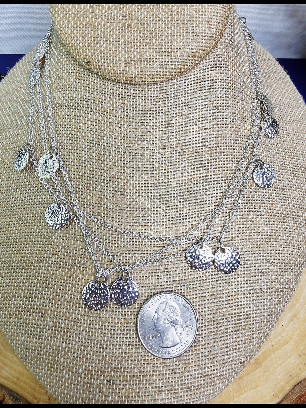 Daisy Fuentes Silver Multi-Layer Hammered Coin Necklace
